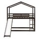preview thumbnail 34 of 40, Twin Over Twin Wooden Bunk Bed with Roof, Slide and Ladder
