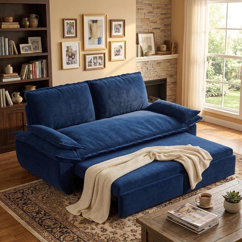 Homy Casa 72'' Queen Pull Out Sofa Bed, 3-in-1 Corduroy Sleeper Couch