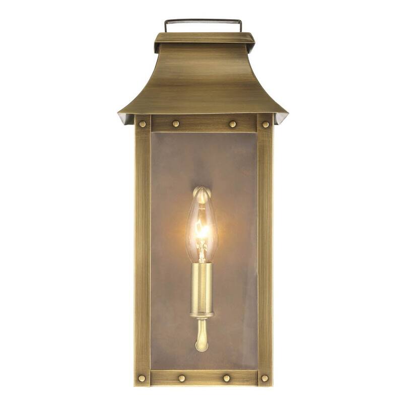 Traditional Copper Patina Wall Light with Clear Glass Design - 6” x 6” x 13.25”