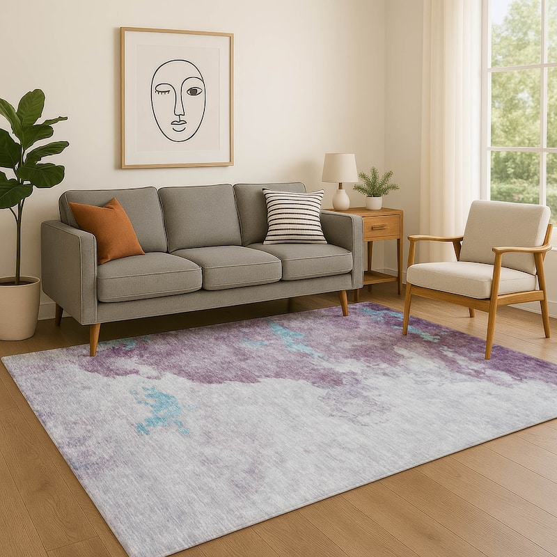 Premium Washable Super Soft Modern Storm Mayfield Rug - Lavender - 9' x 12'