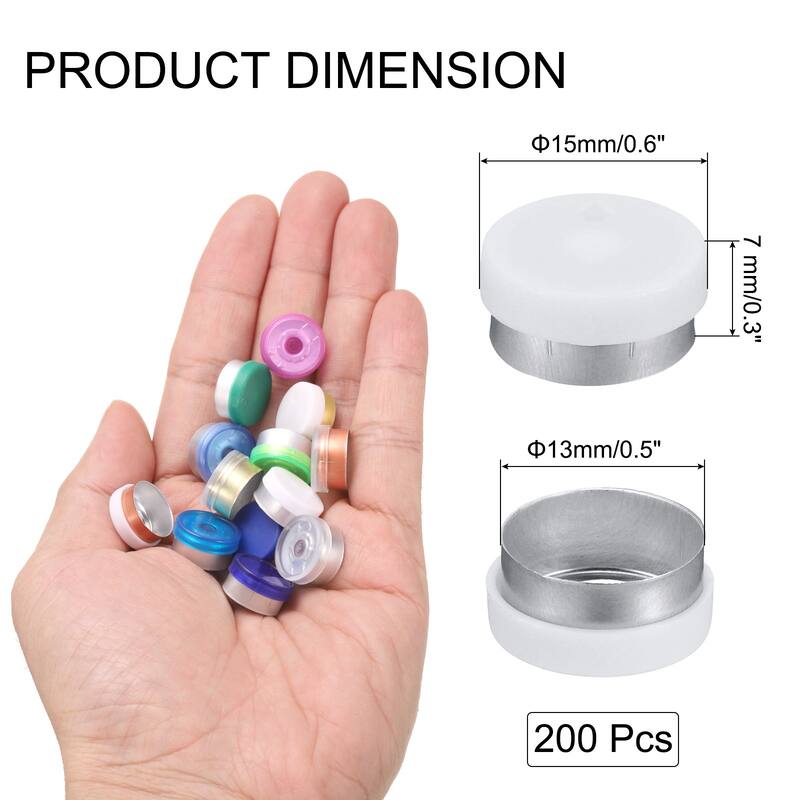 13mm Flip Off Caps 200PCS Burr-Free Flip Off Top Caps - White/Matte Silver