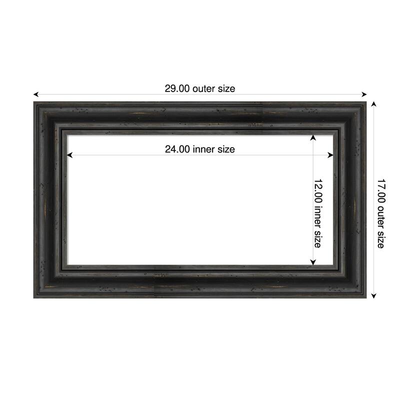 Amanti Art Rustic Pine Black Framed Dry Erase Magnetic Board - 29 x 17 in - Rustic Pine Black