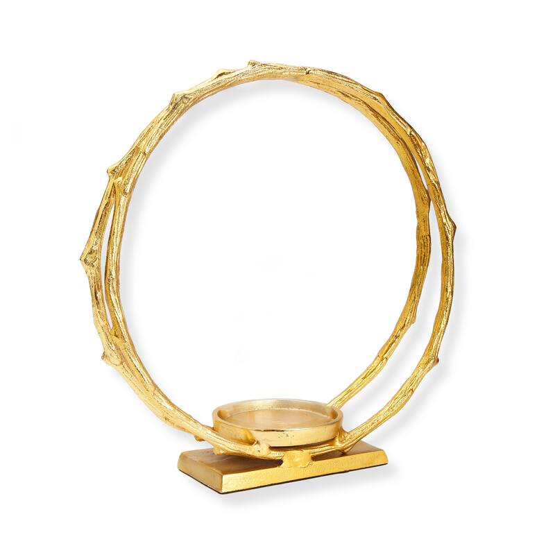 Gold Circle Hurricane Candle Holder