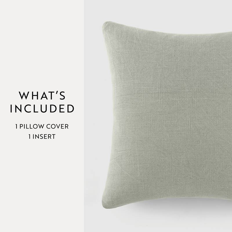 Washed and Distressed Cotton Decor Throw Pillow in Stone Washed