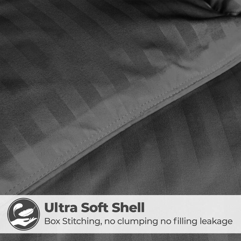 Superior 1 cm Striped Brushed Microfiber Reversible Down Alternative Comforter