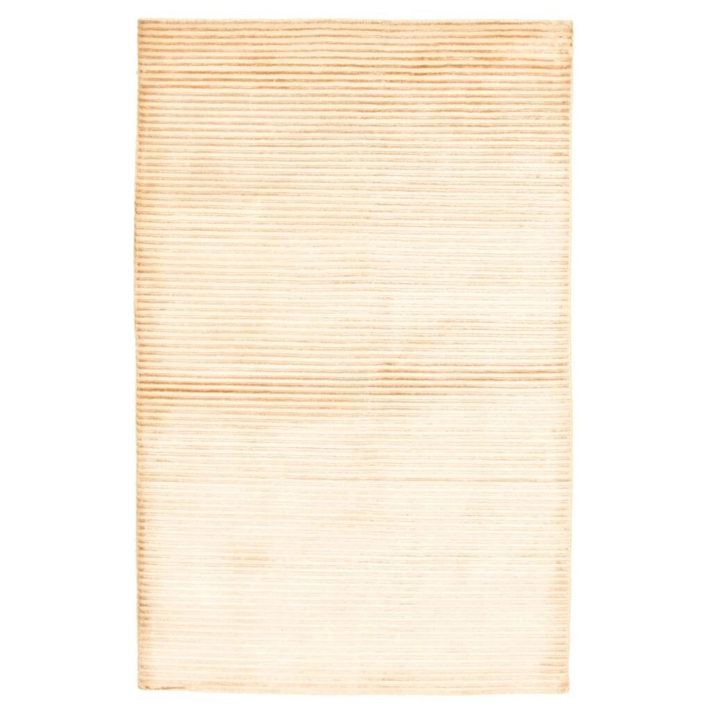 ECARPETGALLERY Hand-knotted Silk Touch Beige Silk, Wool Rug - 2'0 x 4'1