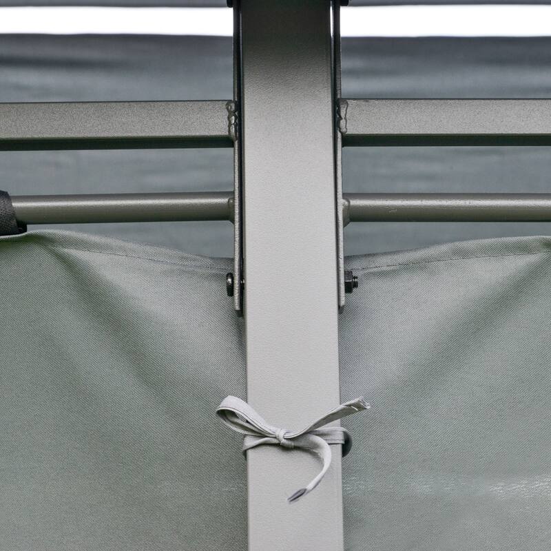 Outsunny 2-tier Grey Outdoor Garden Gazebo with Removable Curtains