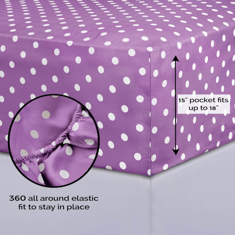 Superior Thread Count 600TC Cotton Blend Polka Dot Bed Sheet Set