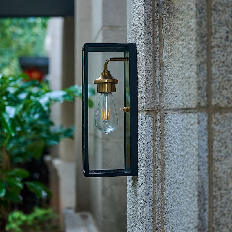 1 light 14 inch black and gold outdoor wall sconce