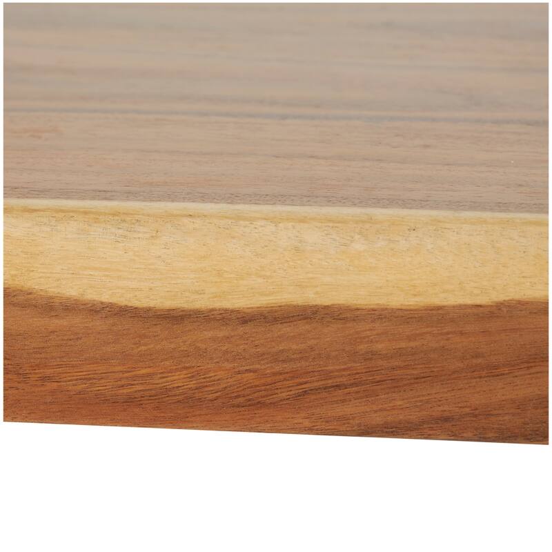 Wood Minimalistic Dining Table with Natural Wood Grain and Block Style Base - Brown - Roche River Decor - 42"W x 79"L x 30"H