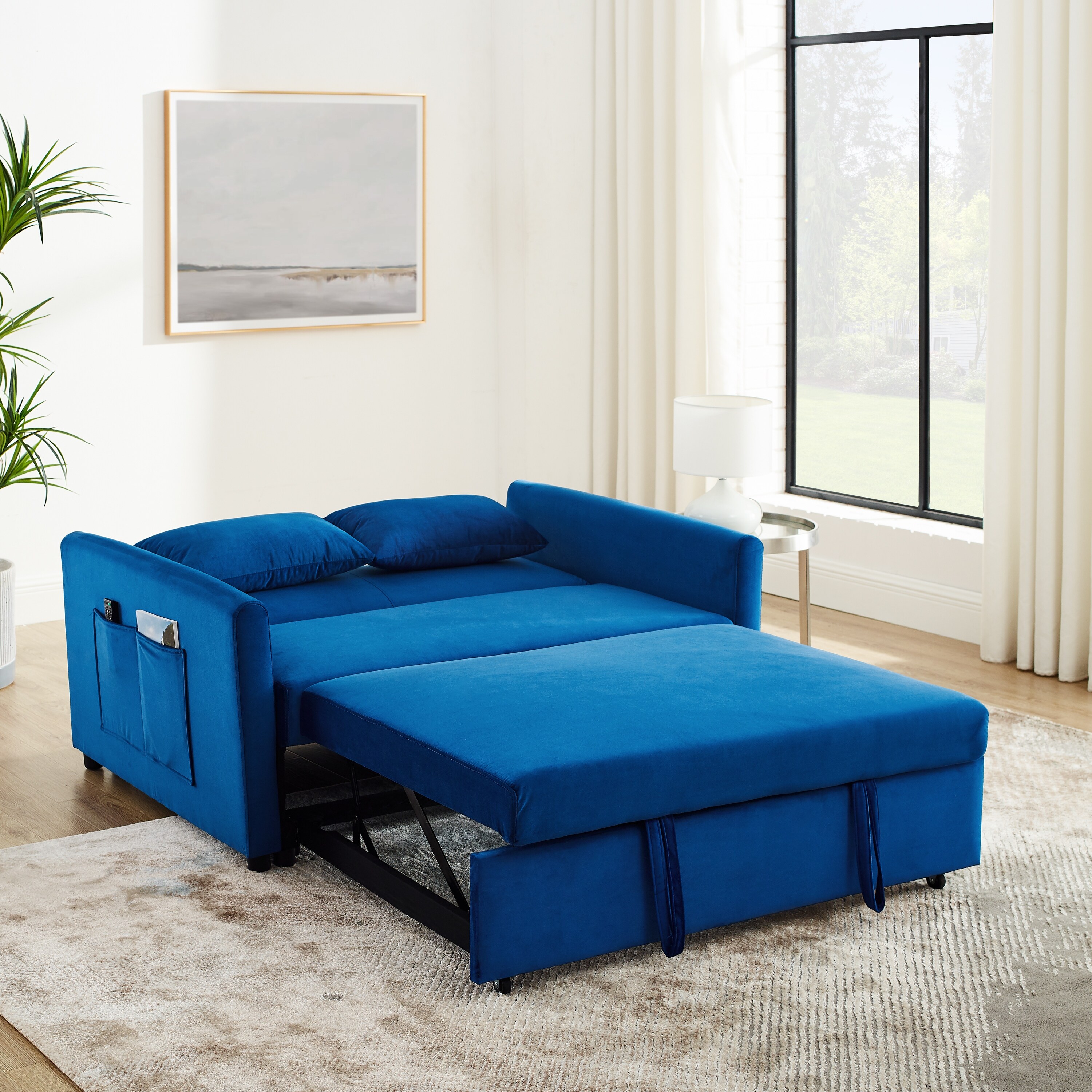 Convertible Sofa Bed 3 in 1 Multi Functional Velvet Sleeper Couch