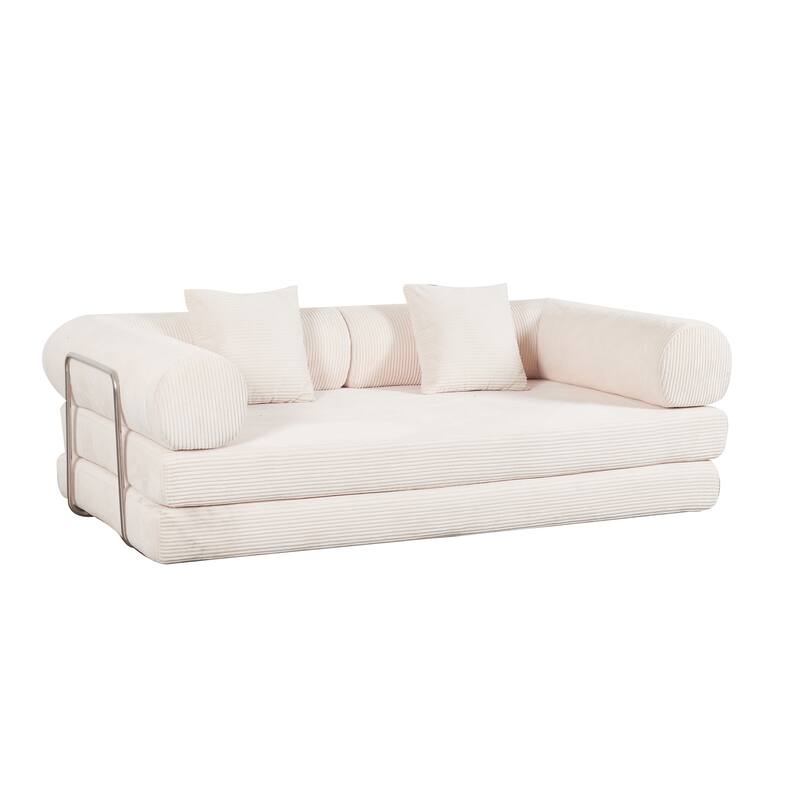 Folding Sofa Bed, 78.7 Inch Boneless Couch for Living Room, Floor Loveseat Sleeper with Pull Out Bed, Modular Futon Couch