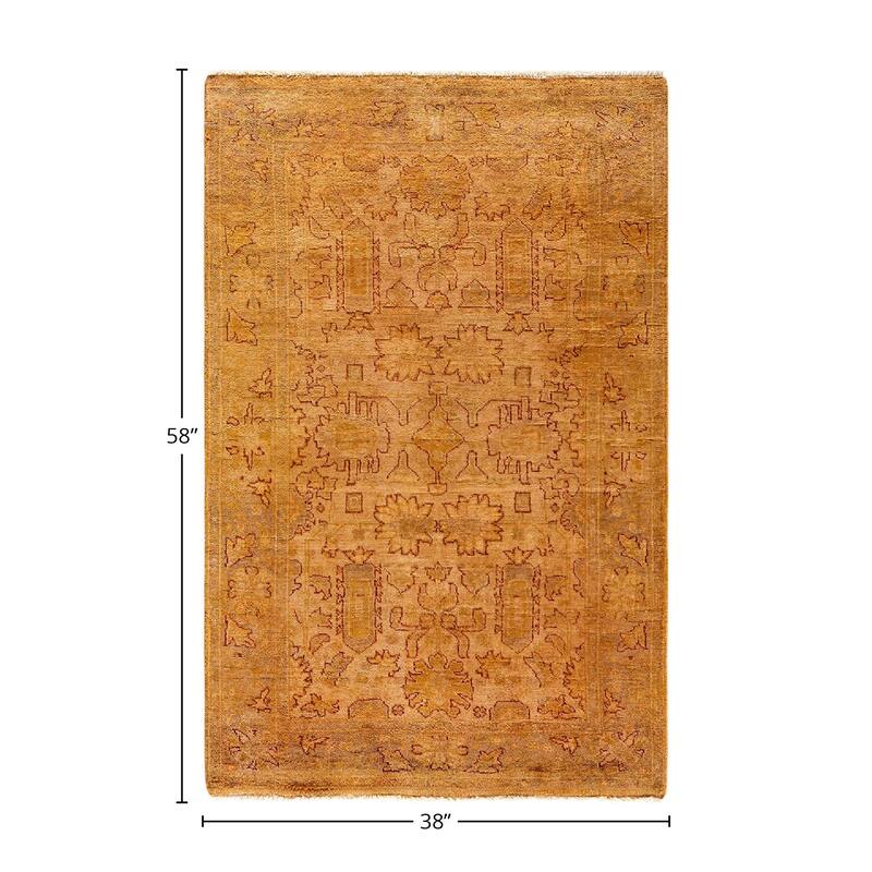 Vibrance, One-of-a-Kind Hand-Knotted Area Rug - Beige, 3' 2" x 4' 10" - 3' 2" x 4' 10"