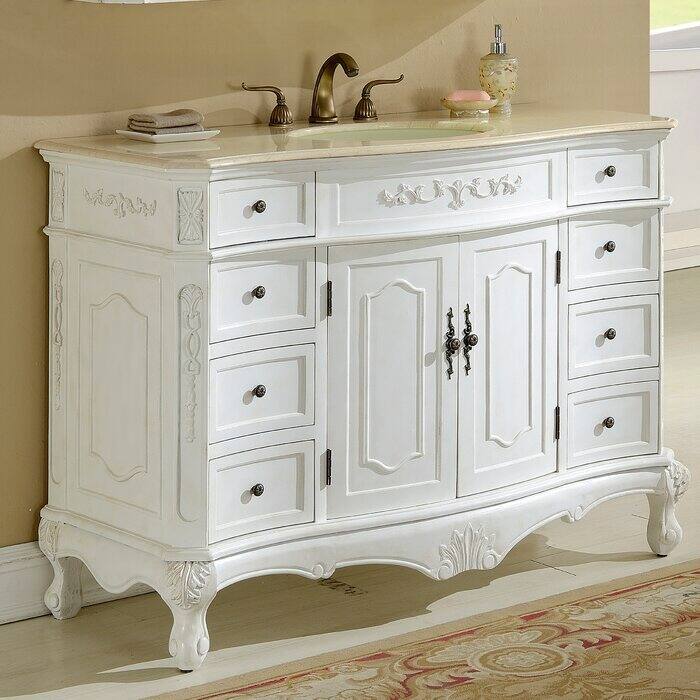 Traditional Bathroom Vanity Sink - White