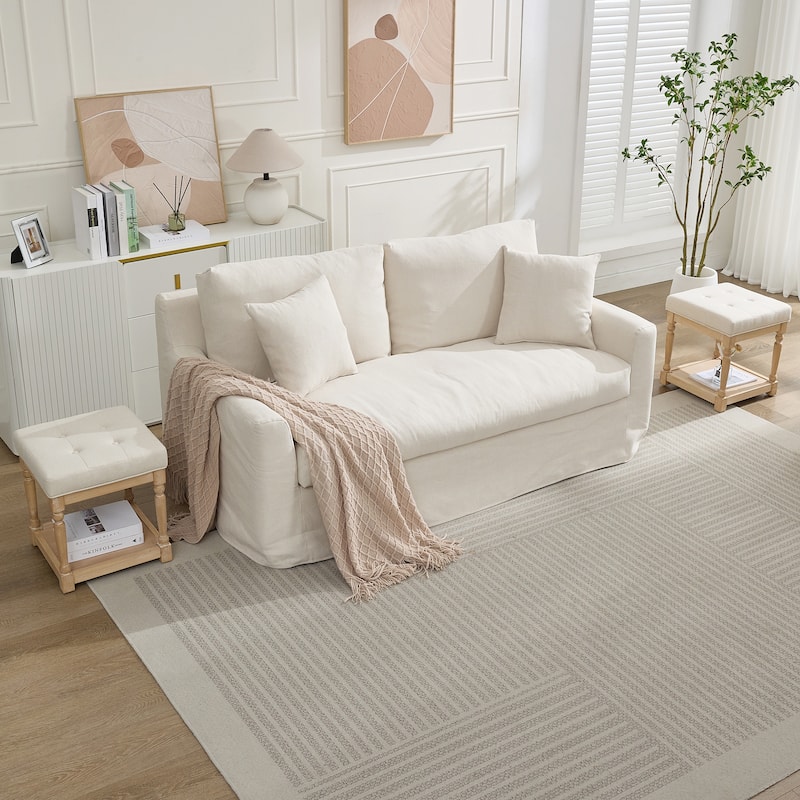 Versatile Sofa Side Table & Storage Ottoman Set of 2