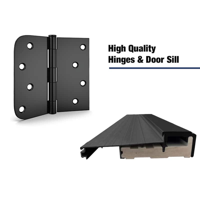 36 x 80 Fiberglass Entry Door with Brickmould, Frosted Glass, - Contemporary Style for Home's Front Entrance, Left Hand Inswing