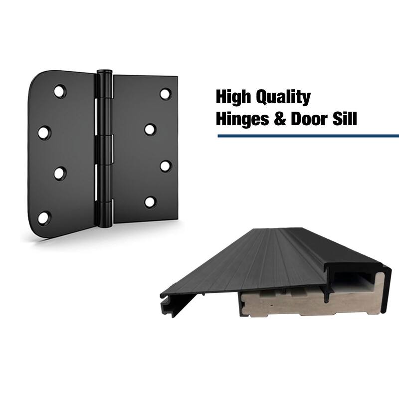 36 x 80 Smooth Fiberglass Entry Door,New Packaging Vinyl Frame, 3/4 View Frosted Glass, Right Hand Inswing Knock-Down Door