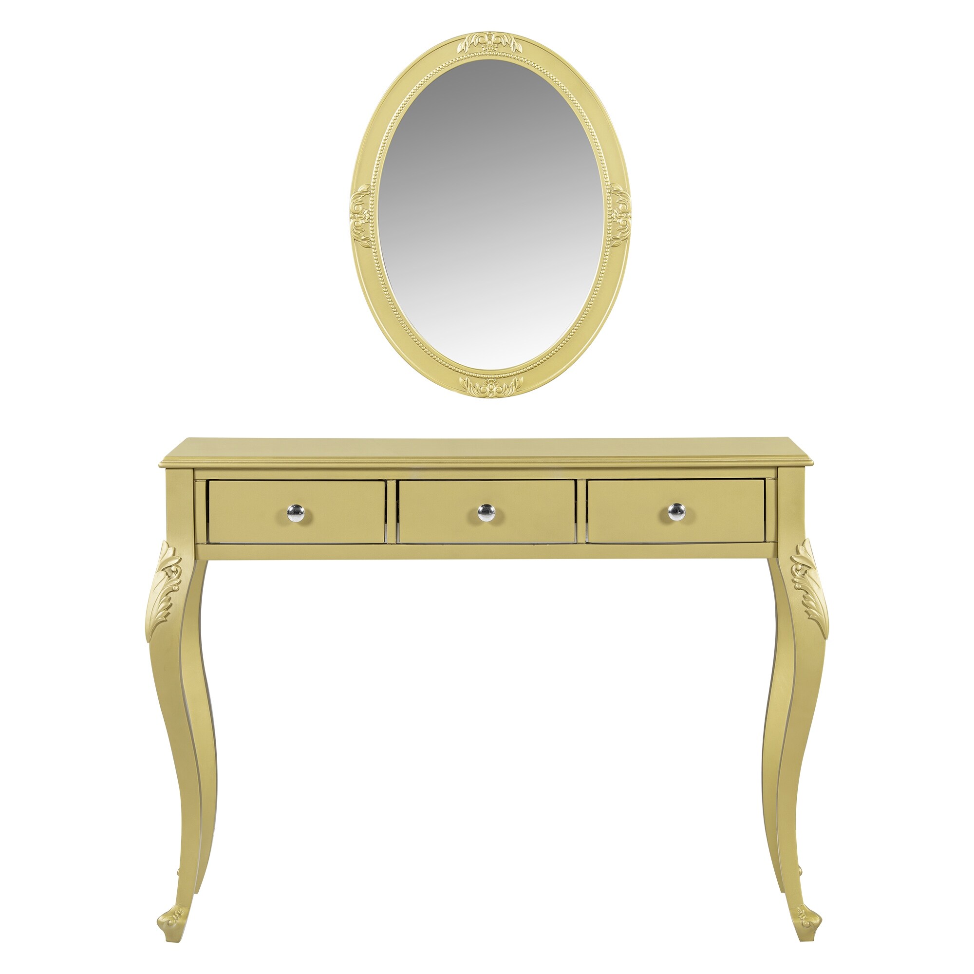 Luxury Makeup Vanity Desk with Oval Mirror, 3-Drawer Dressing Table for  Jewelry Storage, Elegant Console Table for Entryway - Overstock - 42971961