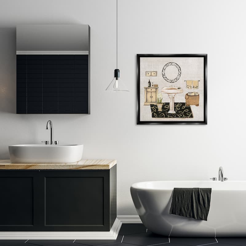 Stupell Vintage Luxurious Bathroom Framed Floater Canvas Wall Art Design By Janet Tava