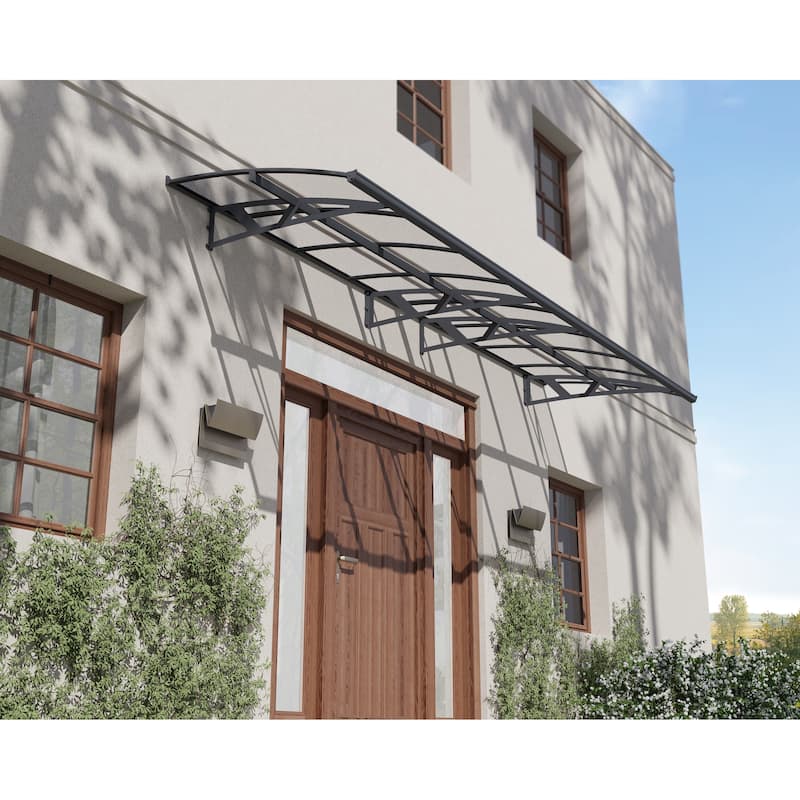 Amsterdam 5 ft. Gray/Clear Door and Window Fixed Awning