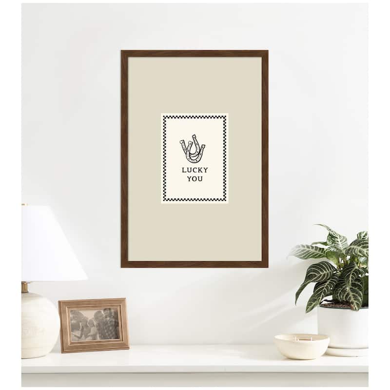 Kate and Laurel Lucky You Checkerboard Print, Hand Drawn Western Horseshoe, Cool Wall Poster II by Lucky Guava Framed Art Print