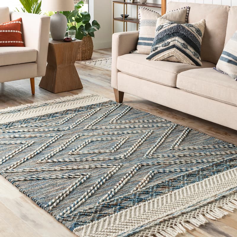 Artistic Weavers Ansh Handmade Farmhouse Cottage Area Rug - 2' 3" x 3' 9" - Blue/Cream