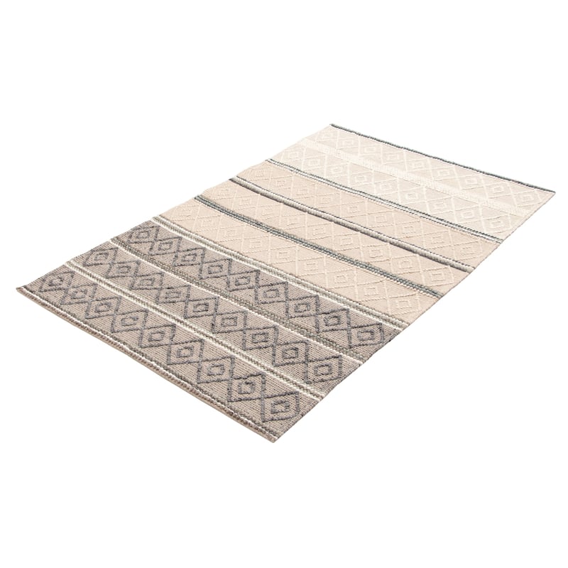 ECARPETGALLERY Braid weave Sienna Grey Wool Rug - 4'11 x 8'2