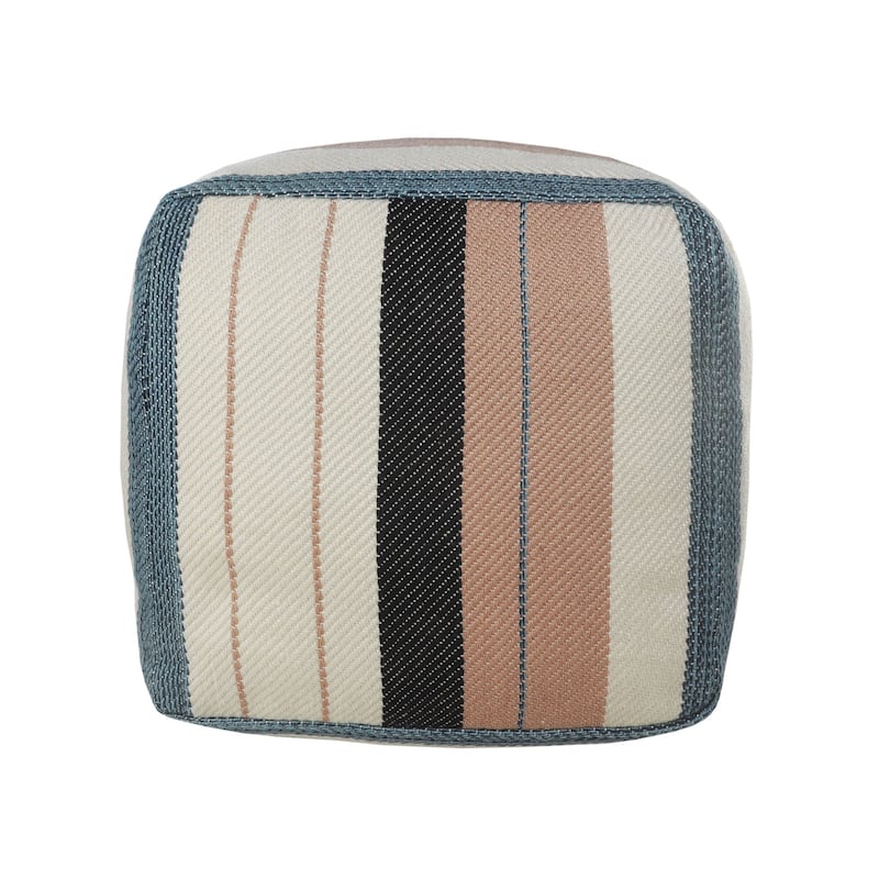 20" Multicolored Striped Square Pouf Ottoman