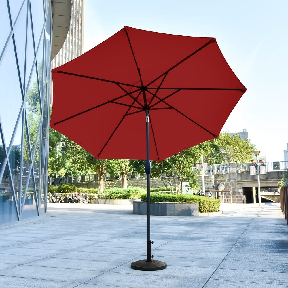 9 Ft Aluminum Patio Umbrella with Decorative Base