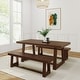 preview thumbnail 17 of 33, Farmhouse 72-inch Rectangle Dining Table Set with Benches Walnut Wirebrush