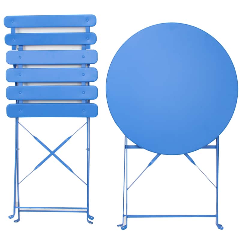 3 Pieces Patio Bistro Set, Balcony Metail Chair Table Set, Beach Patio Chair Set