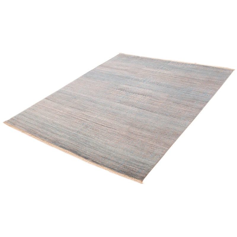 ECARPETGALLERY Hand-knotted Legacy Light Grey Viscose, Wool Rug - 7'10 x 9'8