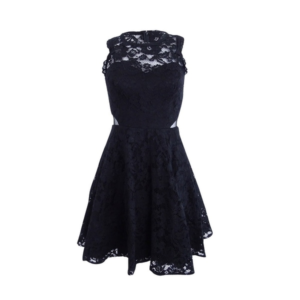 black lace illusion dress