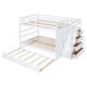 preview thumbnail 43 of 46, Solid Wood Bunkbed Frame with Trundle, Storage Stairs and Guardrail