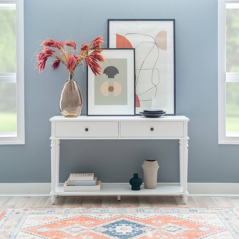 Jowin White Wood Console Table - Rustic White