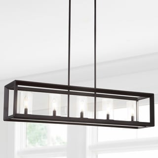 Anna Linear Metal/Glass LED Pendant, Oil Rubbed Bronze by JONATHAN Y
