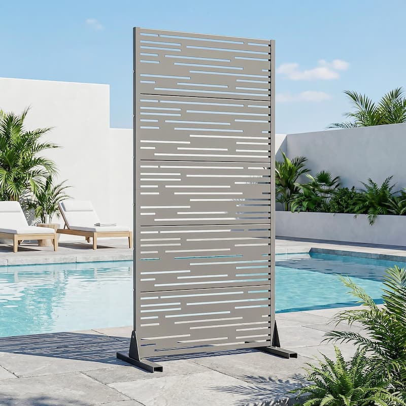 Shine Metal Privacy Screen Panel Free Standing - Grey - 59"x30"