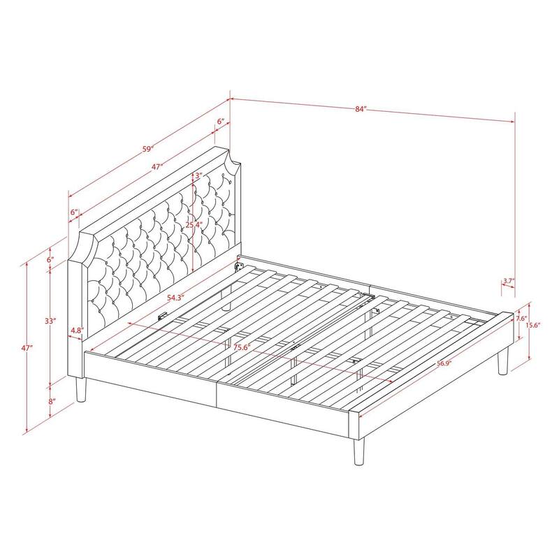 Full Size Platform Bed Frame - Modern Design, Black Finish, Wood Rails & Slats, Sturdy Support