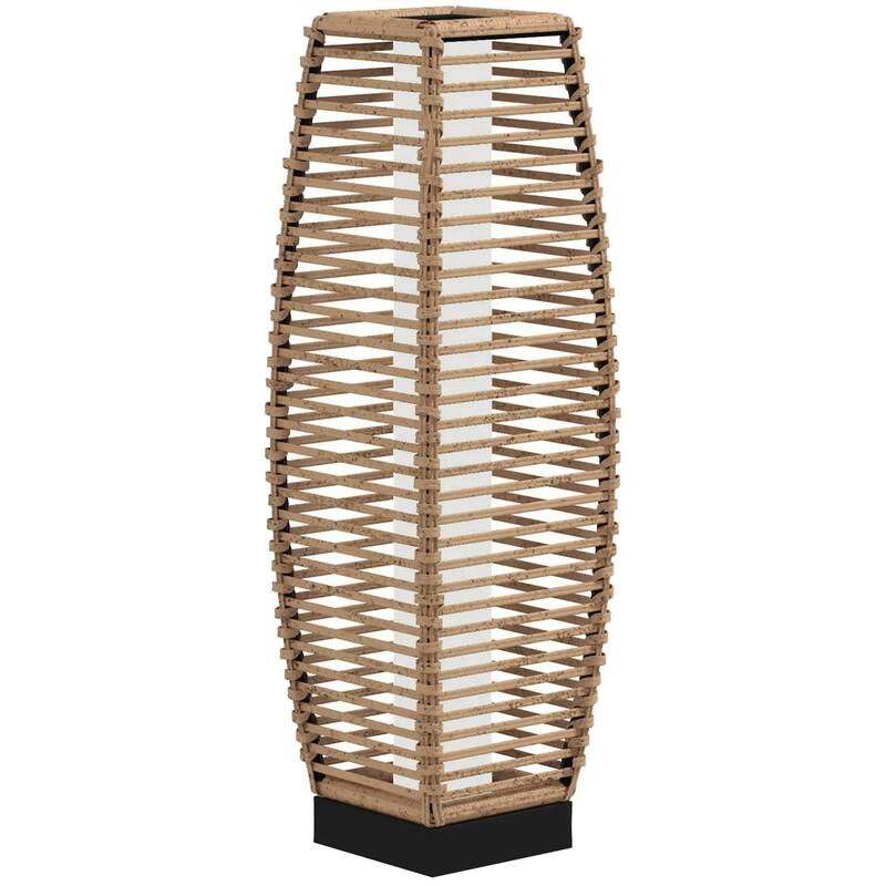 Outdoor Solar Floor Lamp with Warm White LED Waterproof Rattan and Steel Patio Lighting - 7.75" W x 7.75" D x 26.75" H