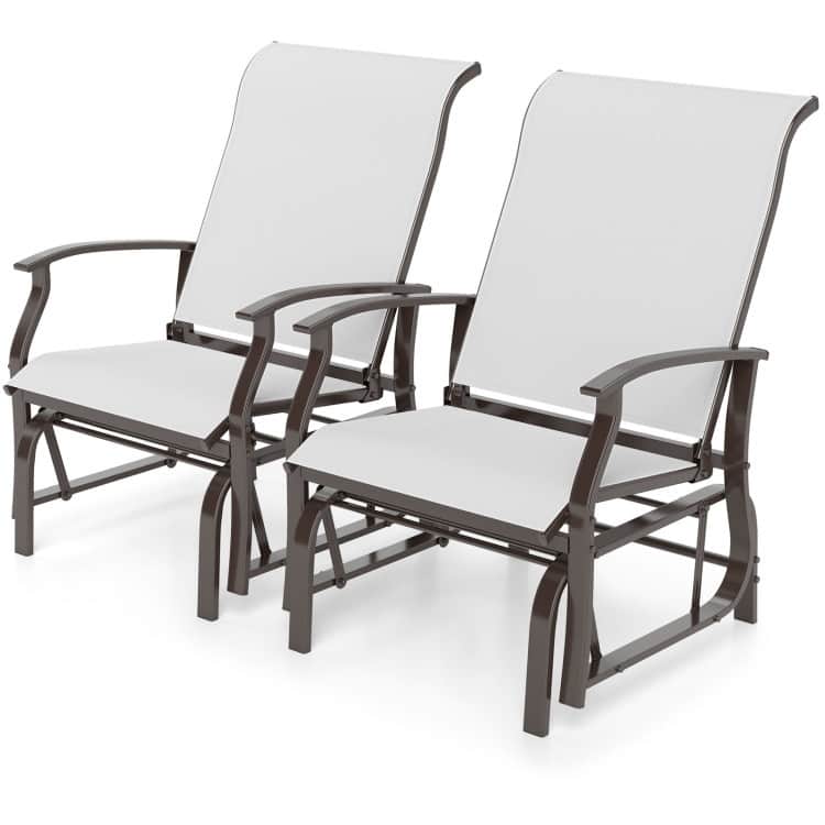 Fabric Metal Outdoor Glider Chairs Set of 2 Patio Set - 32" x 25.5" x 37"