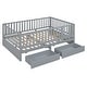 preview thumbnail 30 of 41, Wood Daybed with Fence Guardrails and 2 Drawers, Split into Independent Floor Bed & Daybed,Full/Twin