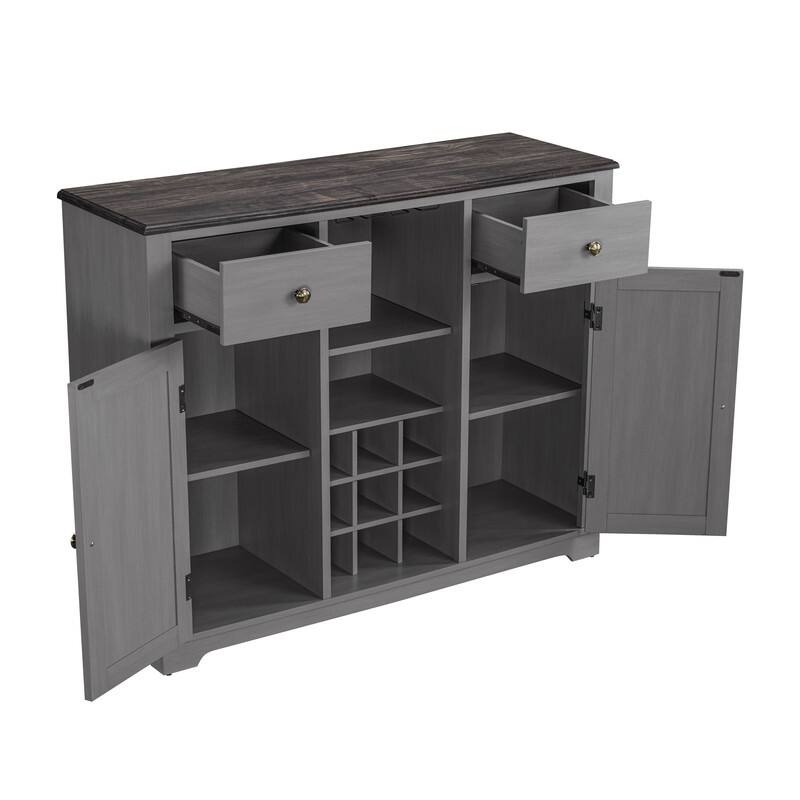47 in. Modern X-Door Wine Cabinet w/ Built-in Wine Rack - 47" in Width