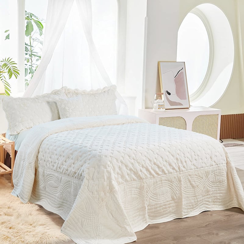 FauxFur Quilted Tatami 4-piece Bedspread Set