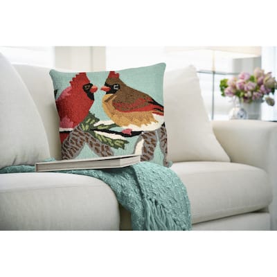 Liora Manne Frontporch Cardinals Indoor/Outdoor Pillow Sky 18" Square