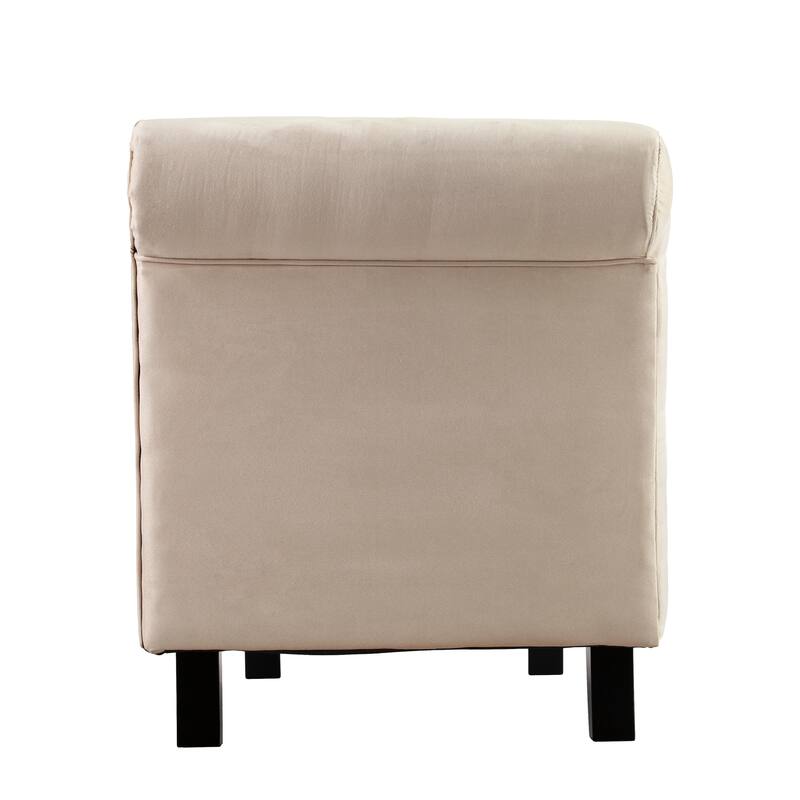SEI Furniture Avery Transitional Beige Fabric Chaise Lounge w/ Storage