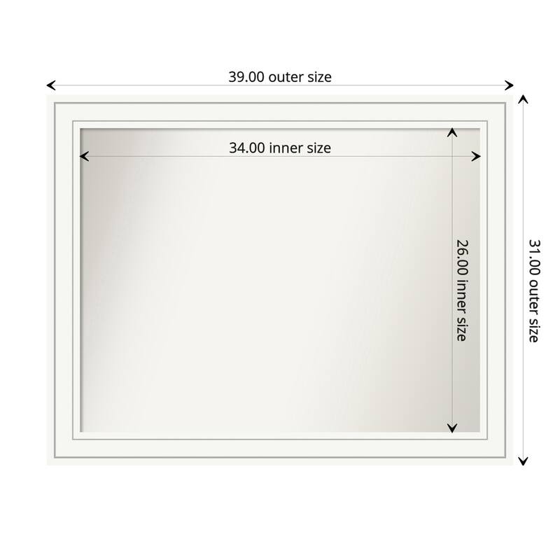 Craftsman White Framed Non-Beveled Custom Wall Mirror, Bathroom Vanity Mirror - Outer Size: 39 x 31