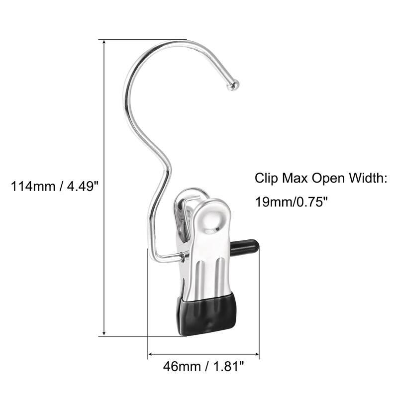 Uxcell Laundry Clips with Hook, Metal Boot Hangers Chrome Plated - Black