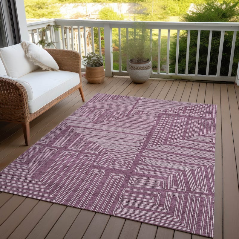 Machine Washable Indoor/ Outdoor Contemporary Stack Chantille Rug