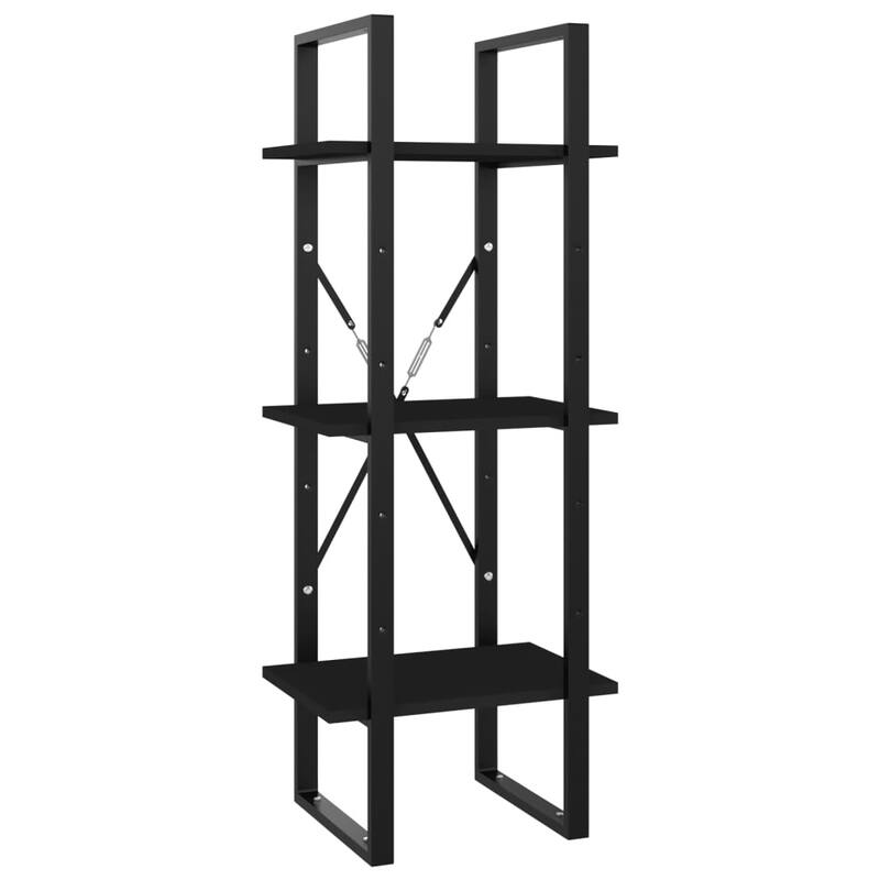 vidaXL 3-Tier Book Cabinet Black 15.7"x11.8"x41.3" Chipboard - 15.7" x 11.8" x 41.3" - 15.7" x 11.8" x 41.3"