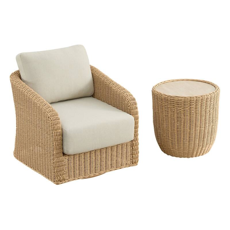 Spruce & Spring Patio Fruniture Outdoor Swivel Chair and Side Table